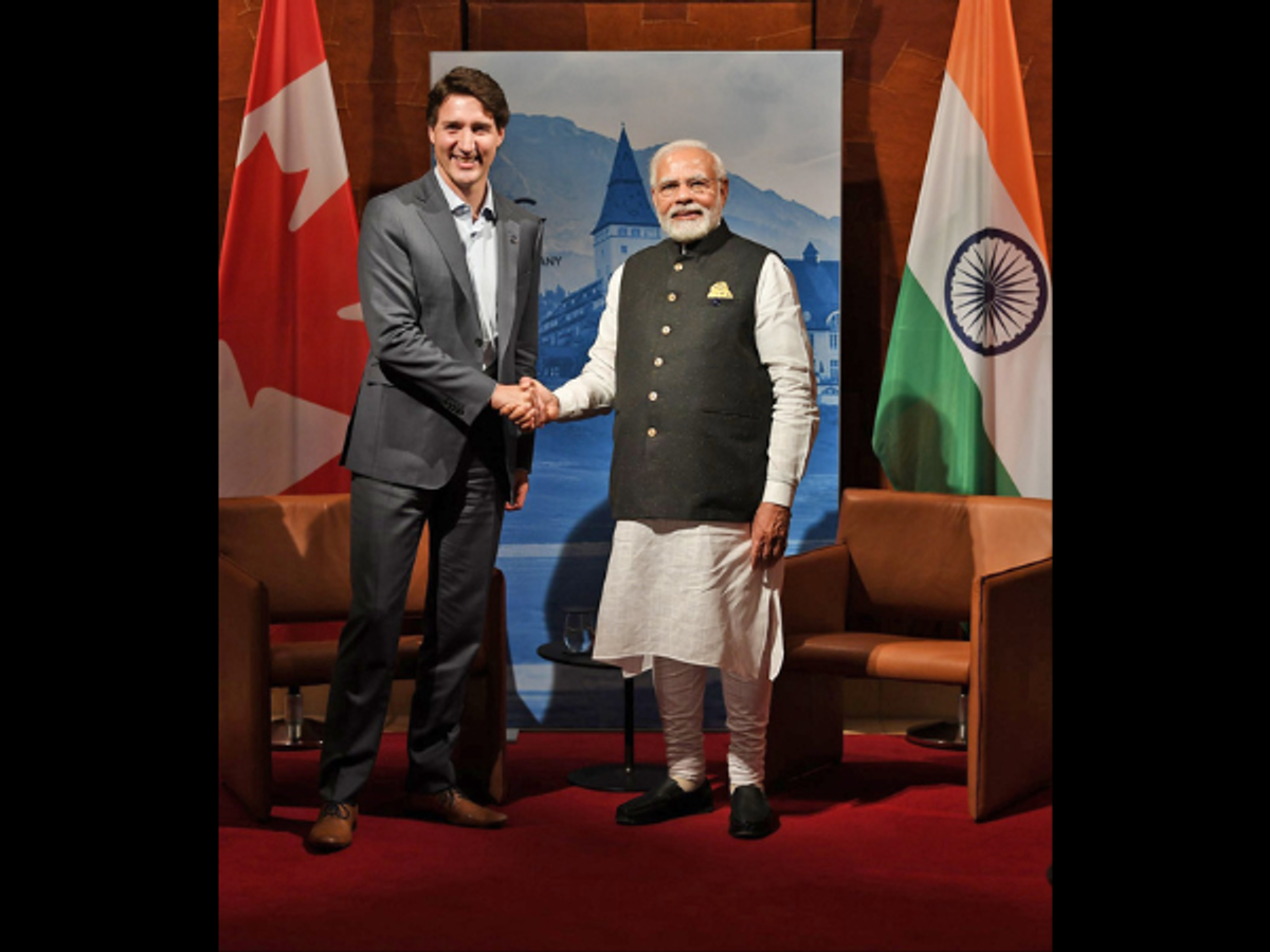 Narendra Modi with Justin Trudeau