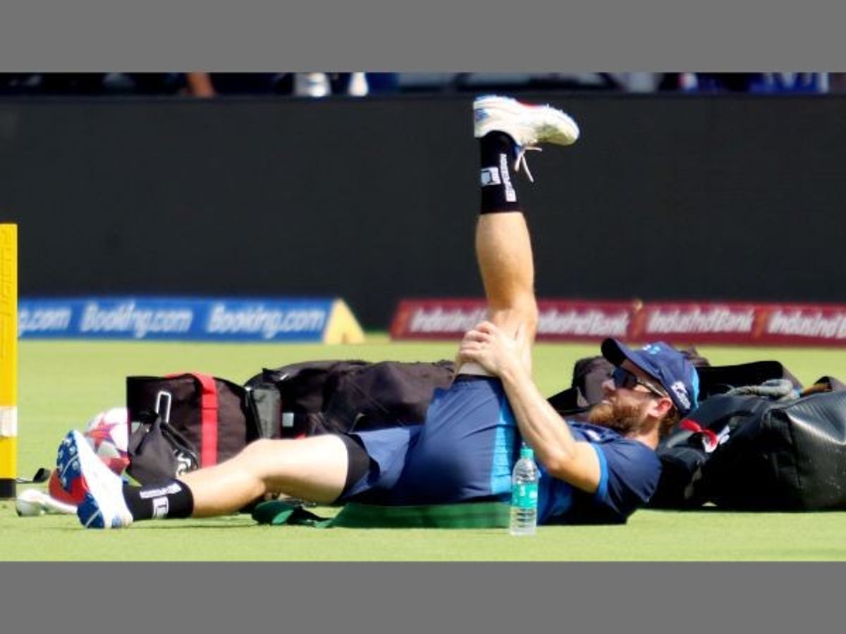 New Zealand skipper Kane Williamson takes part in a practice session ahead of their match against Bangladesh in the ICC Men's Cricket World Cup 2023, at MA Chidambaram Stadium, in Chennai, India,