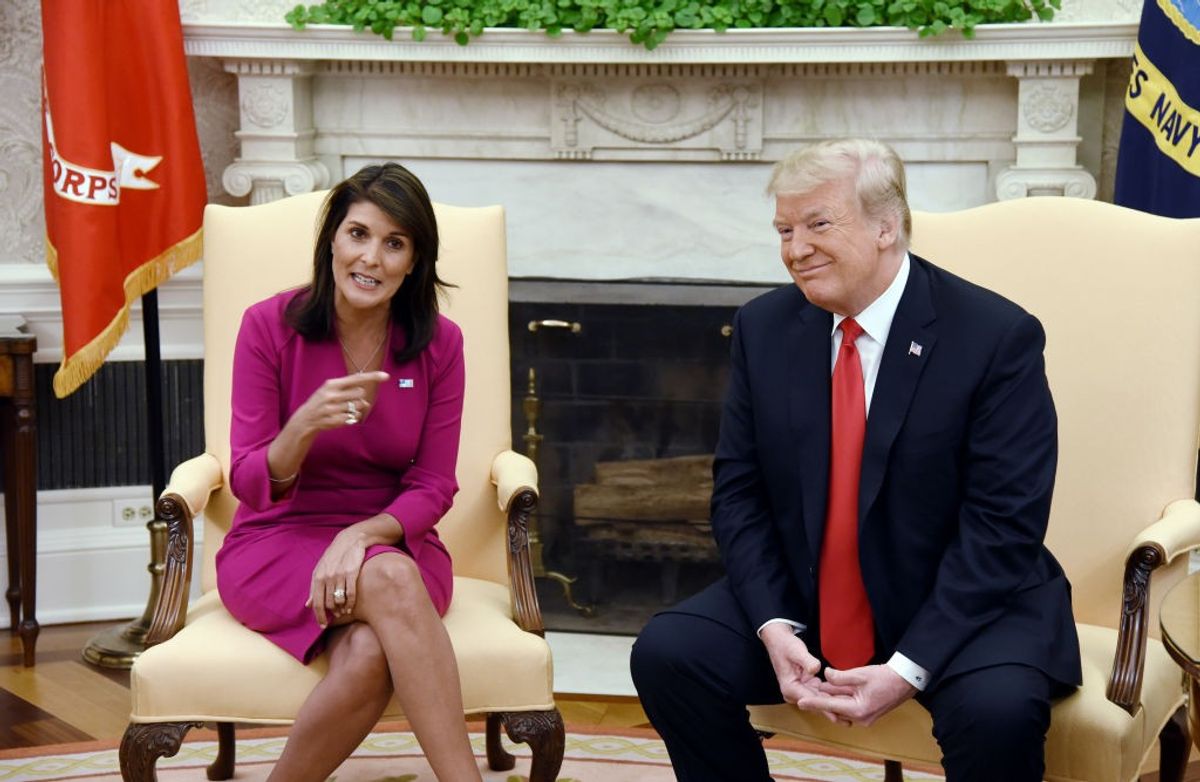 Nikki Haley with former US president Donald Trump