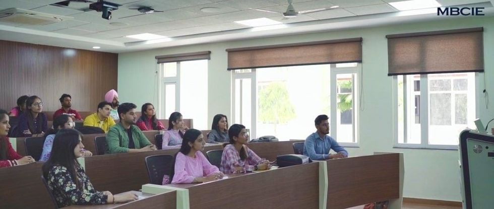 One of the lecture theatres in the newly opened Munjal Birmingham Centre for Innovation and Entrepreneurship MBCIE