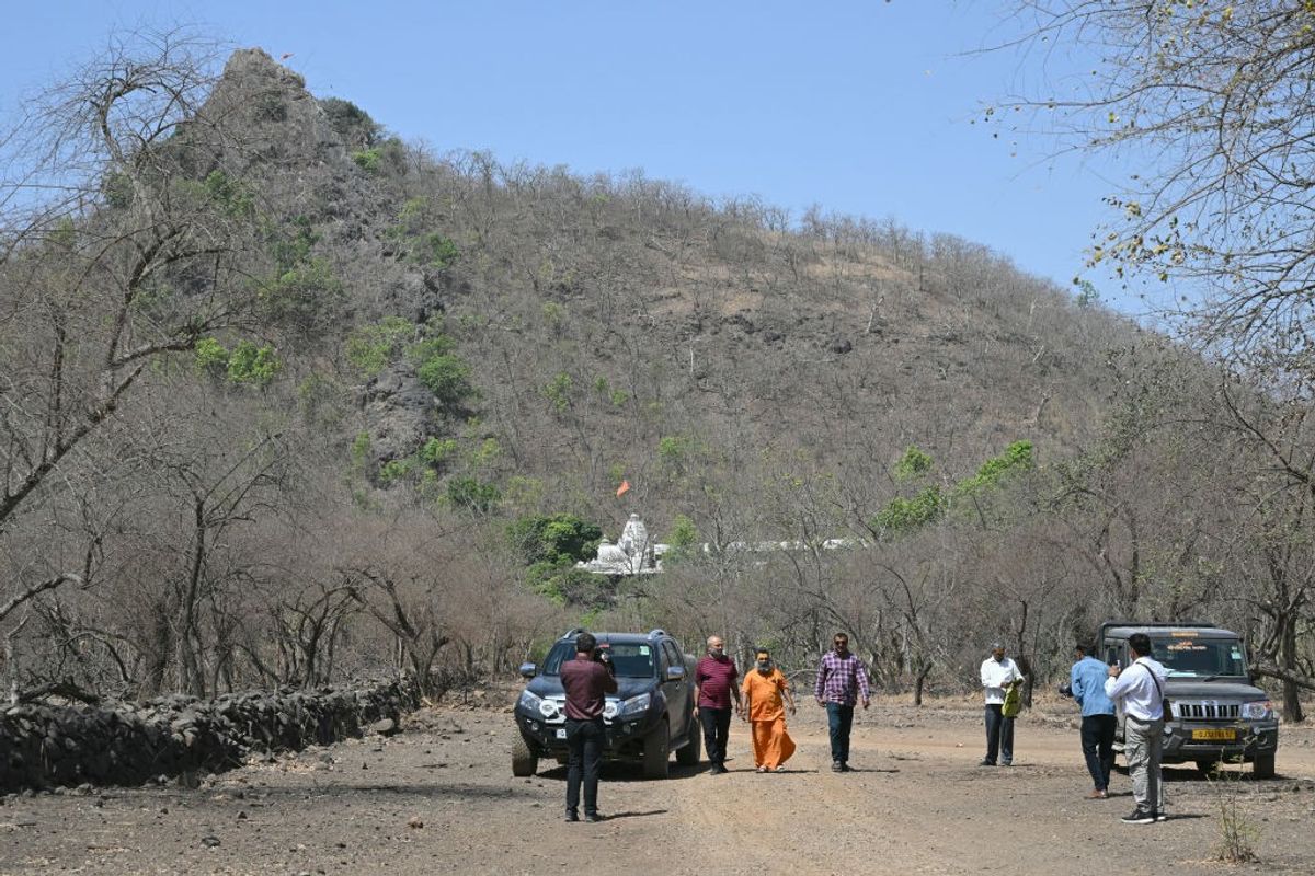 Only one voter casts his ballot at a polling booth set up only for him inside India's Gir forest