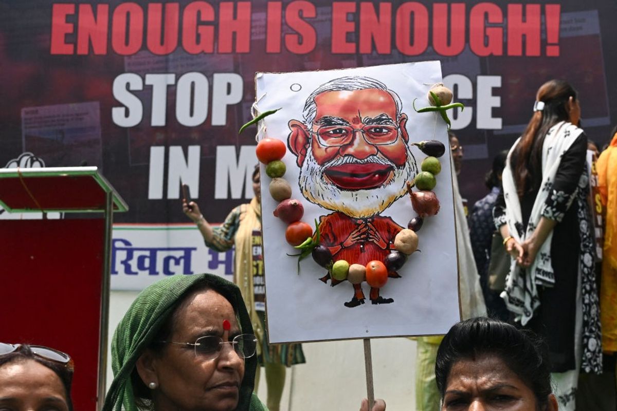 Opposition women body protests against Indian PM Narendra Modi over Manipur violence
