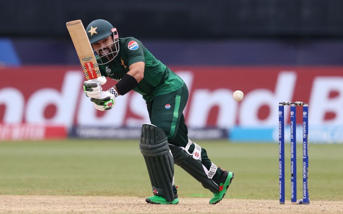 Pakistan batter Muhammad Rizwan plays a shot