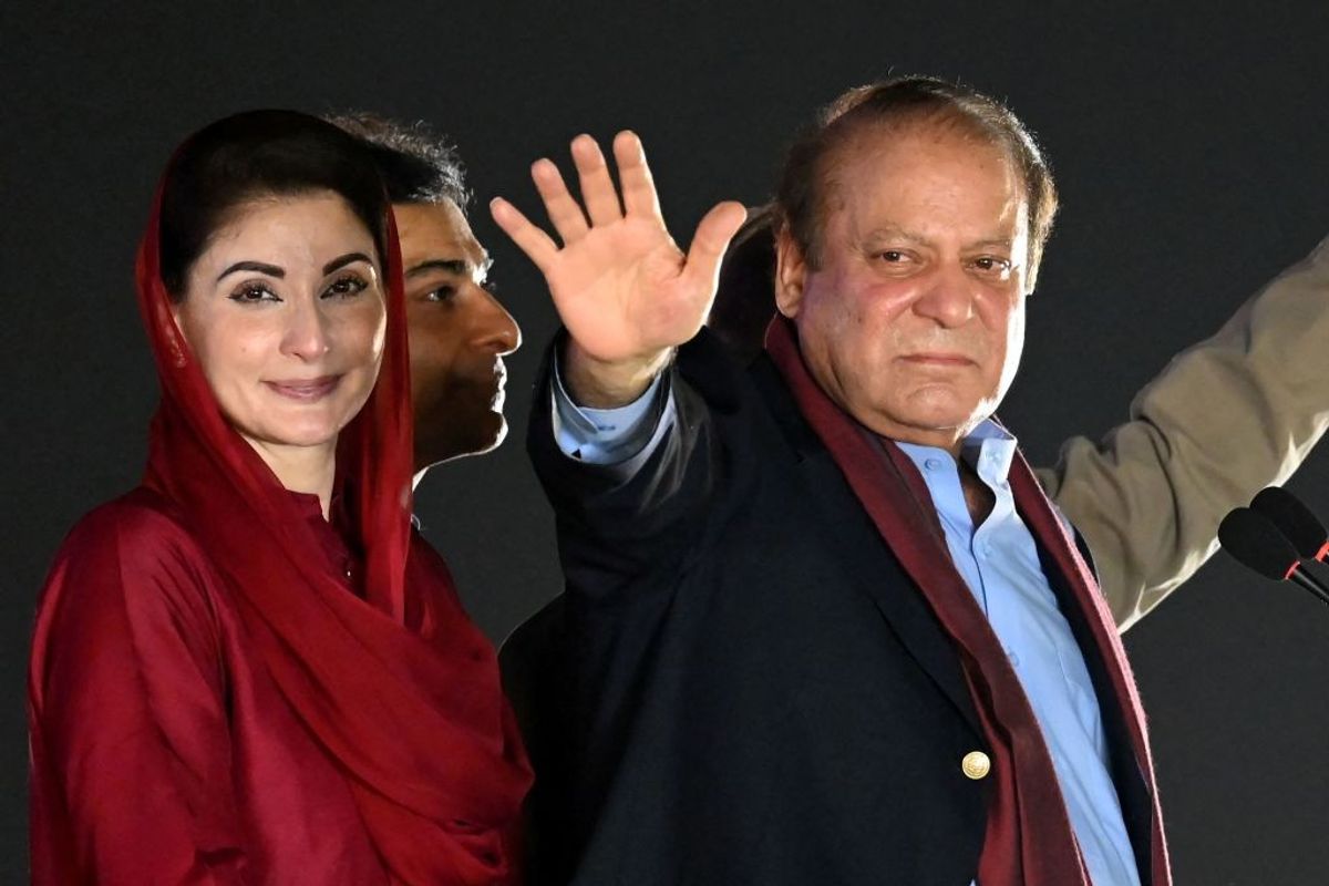 Pakistan's former prime minister Nawaz Sharif and his daughter Maryam Sharif