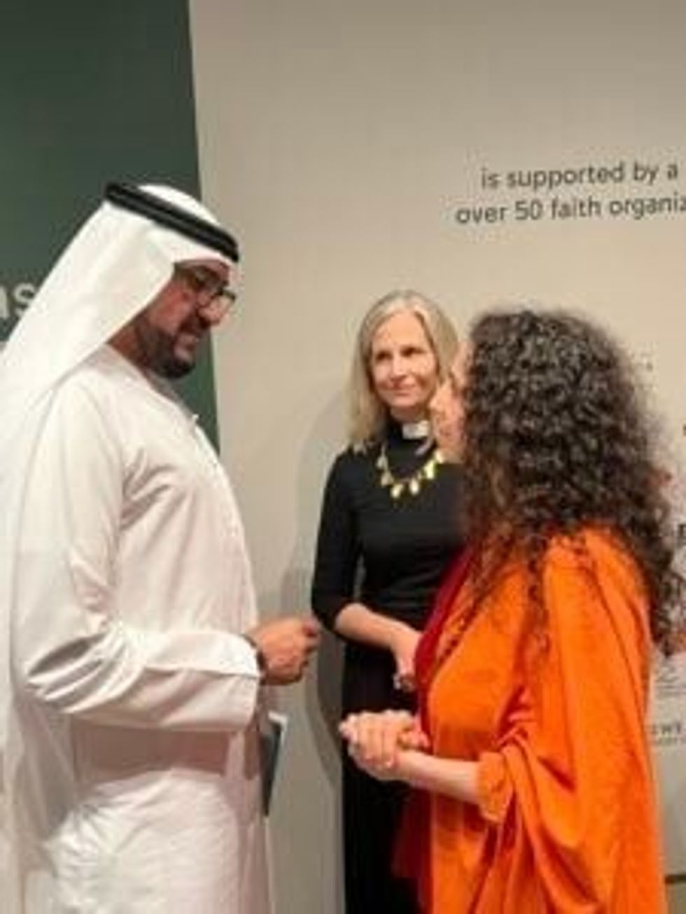 Parmarth Niketans Sadhvi Bhagawati Saraswati speaks at first Faith Pavilion at COP28 2