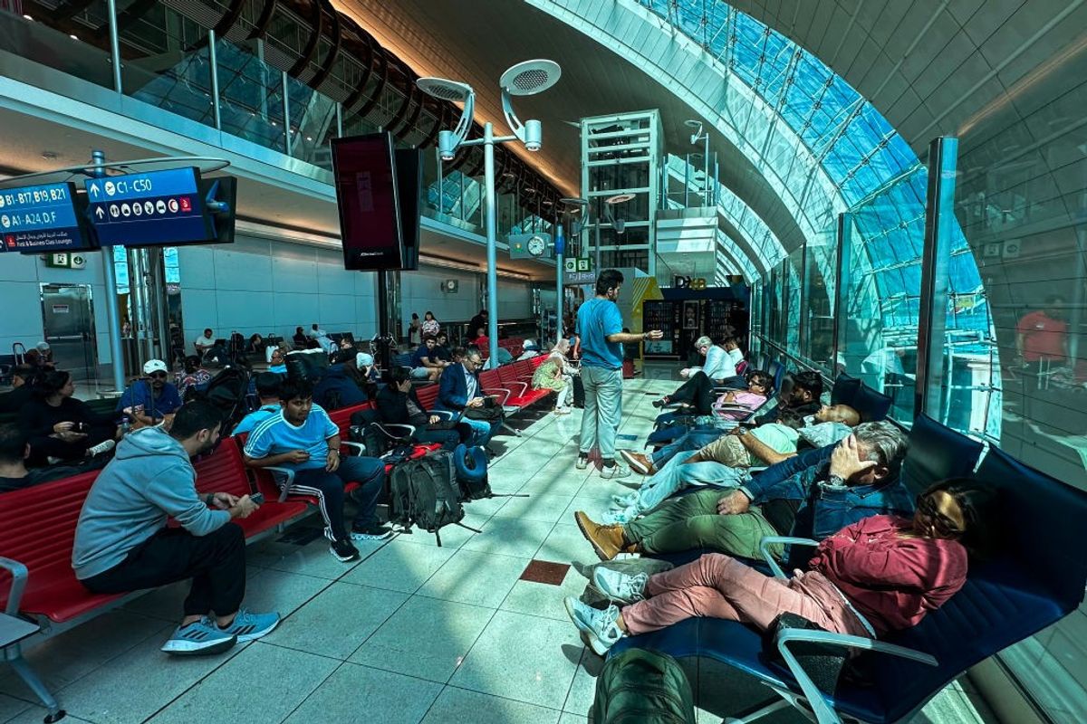 Passengers left stranded at Dubai International Airport following heavy rain