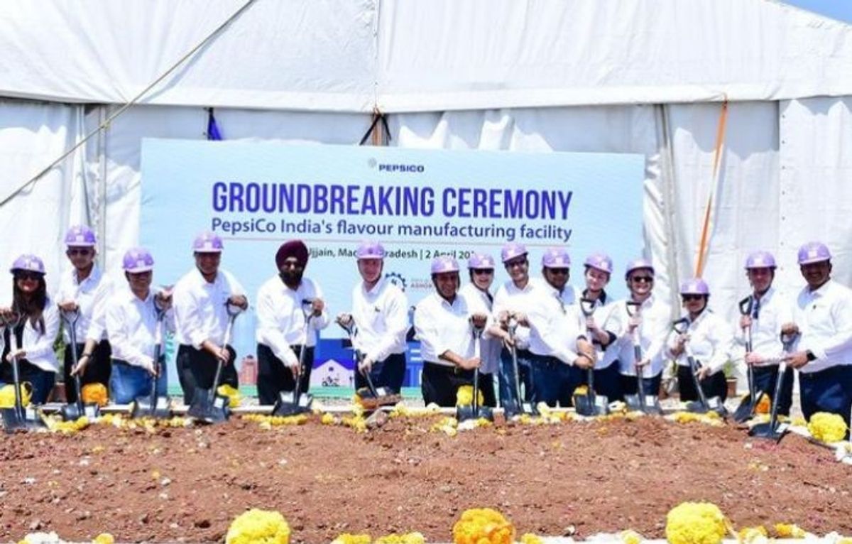 PepsiCo India officials at the ground-breaking ceremony of a new flavour-manufacturing facility in Ujjain in the central Indian state of Madhya Pradesh.