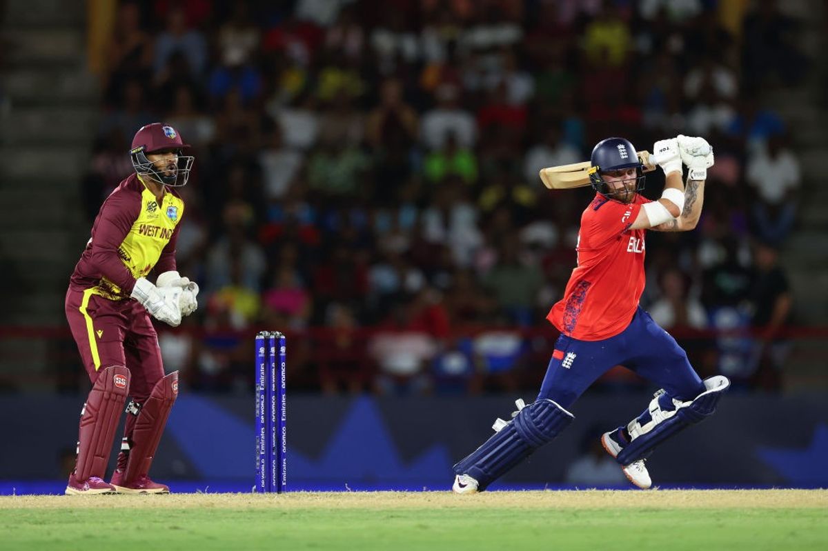 Phil Salts plays a shot as England thrashed West Indies by 8 wickets in T20 World Cup Super Eight game