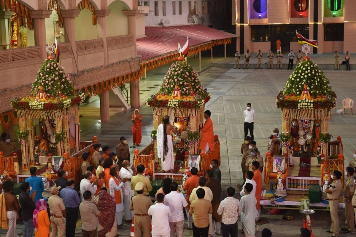 Lord Jagannath rath yatra completes without fanfare in Ahmedabad