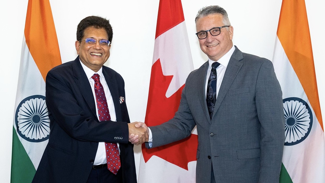 Piyush Goyal and Canadian prime minister Mark Carney