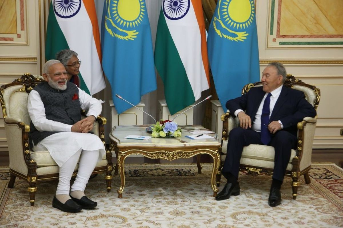 PM Modi with former Kazakh president Nazarbayev