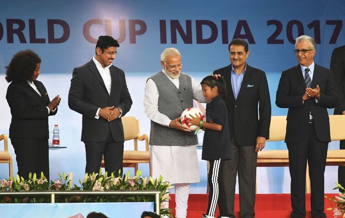 PM Narendra Modi at a football event