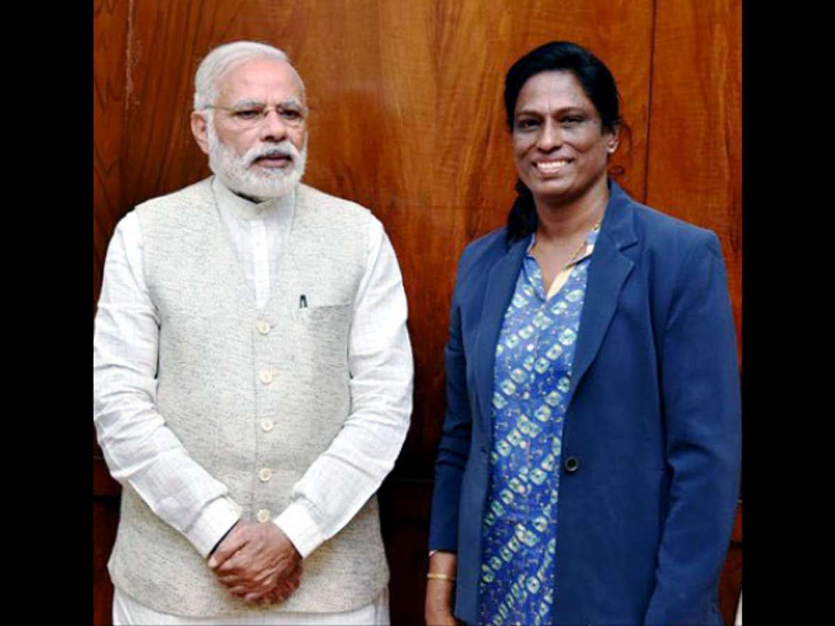 PM Narendra Modi with PT Usha