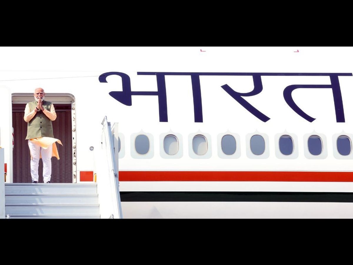 Prime minister Narendra Modi enplanes for Japan to attend G7 Summit in the first leg of his three-nation visit during which he will also visit Papua New Guinea and Australia, in New Delhi