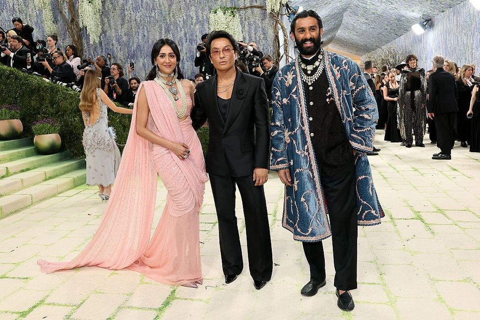 Princess Gauravi Kumari of Jaipur, Prabal Gurung and Maharaja Sawai Padmanabh Singh at Met Gala 2026