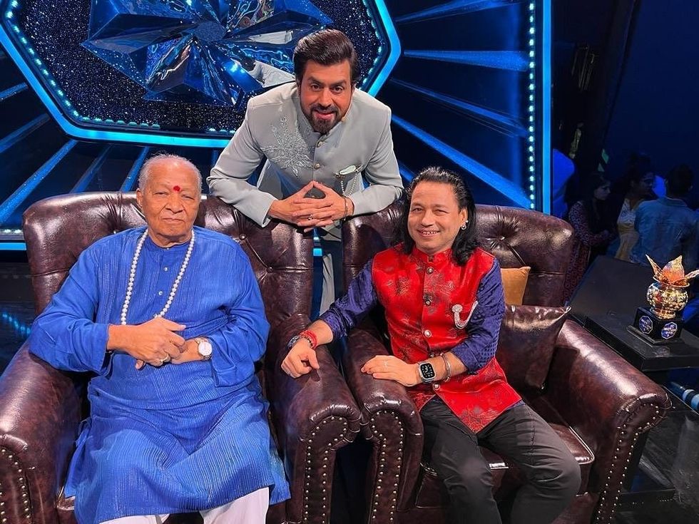 Pritam sing on set of Bharat Ka Amrit Kalash with Pandita Hariprasad Chaurasia Kailash Kher 3