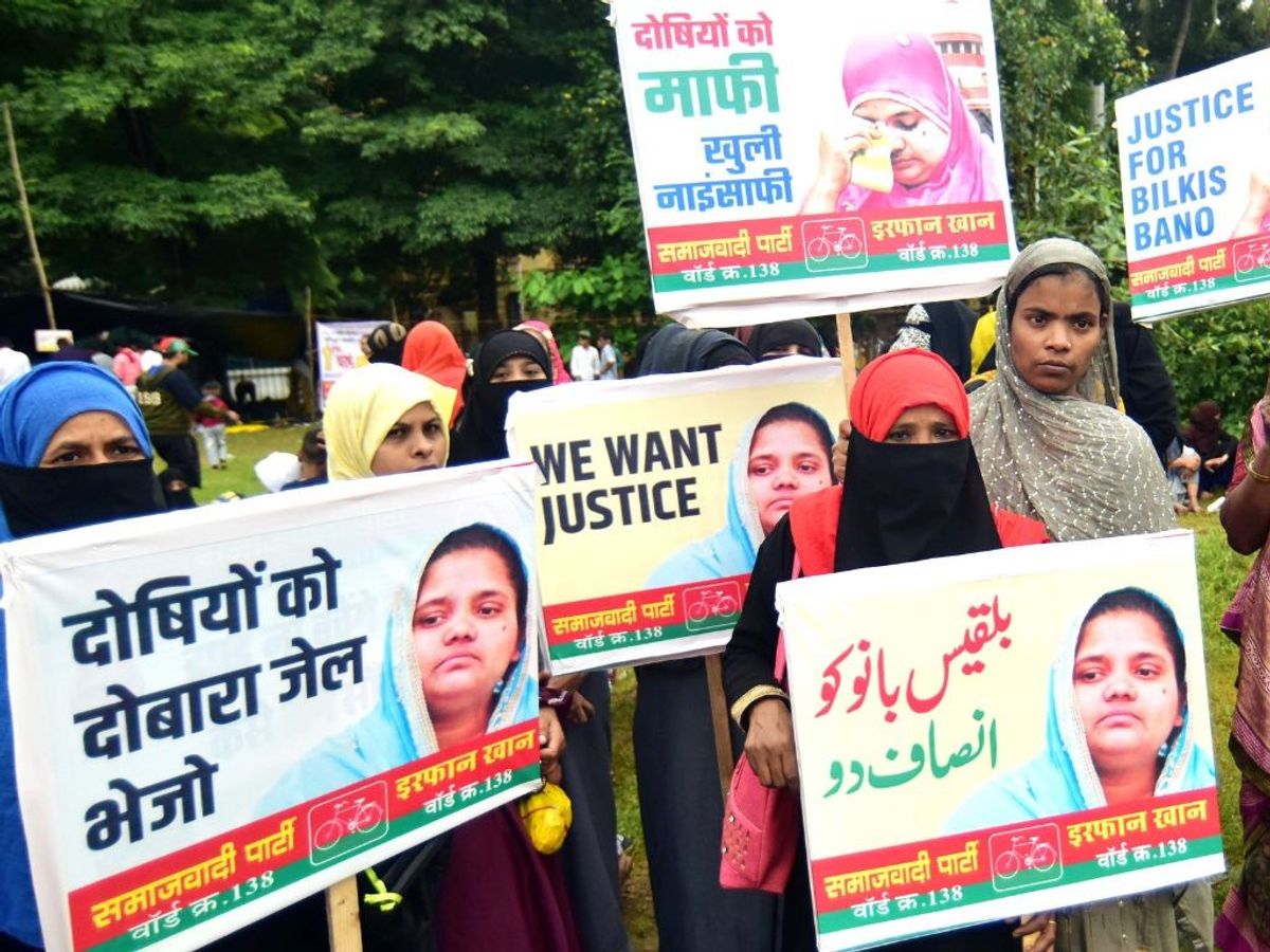 Protest against early release of Bilkis Bano case convicts