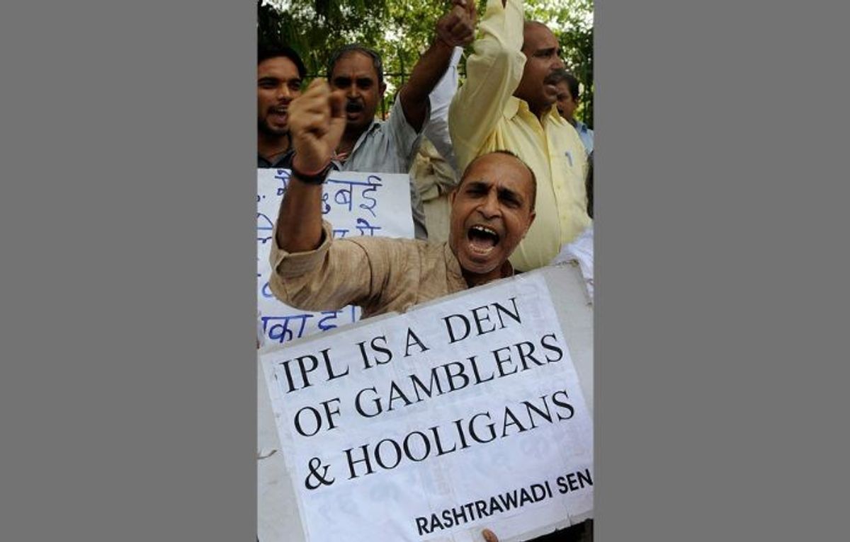Protest against IPL in New Delhi, India.