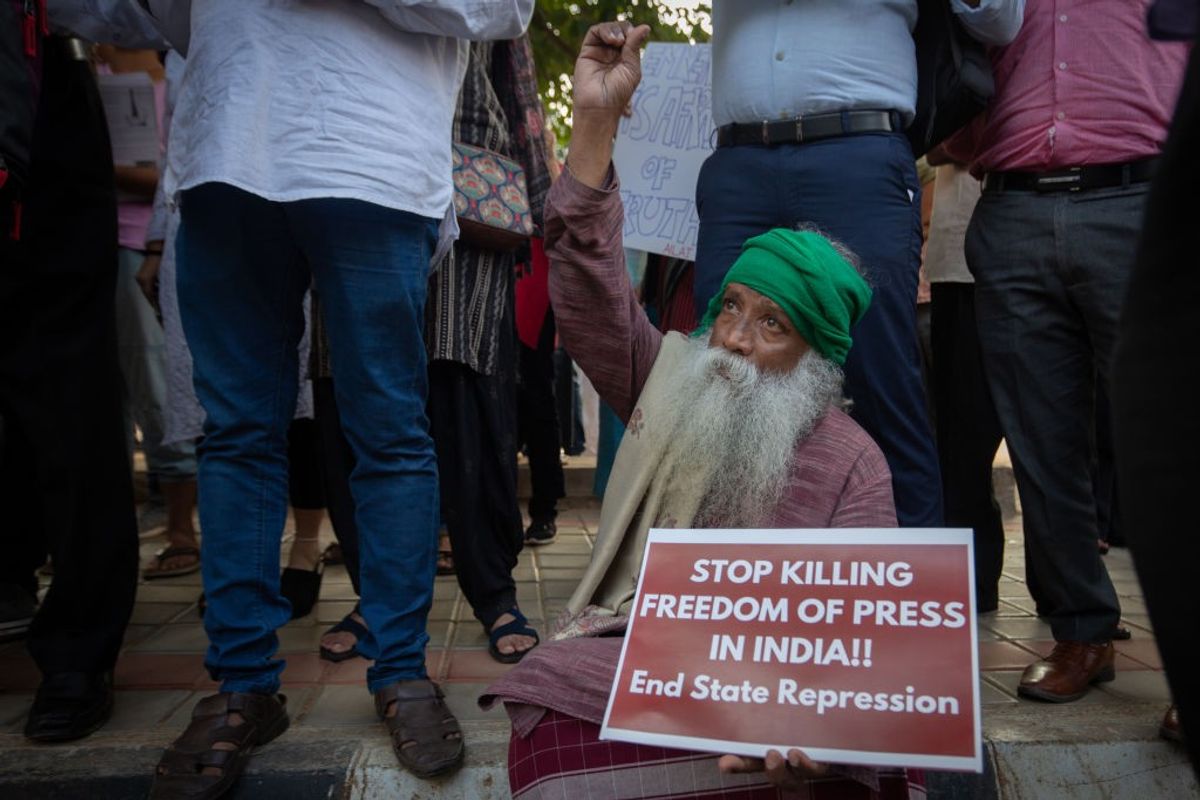 Protest in India's Bengaluru against the arrest of a journalist over allegations of receiving funds from China