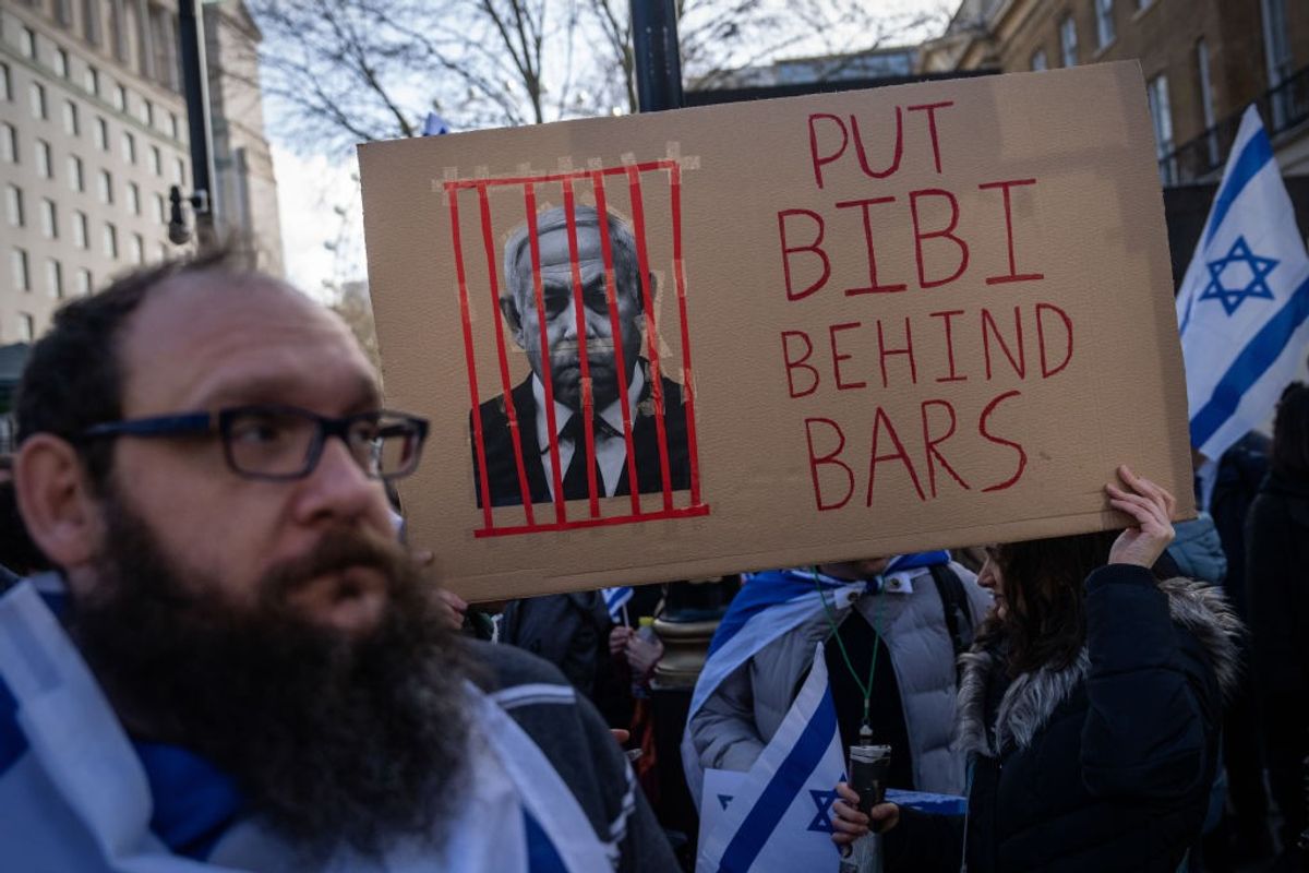 Protest in London against Israeli PM Benjamin Netanyahu