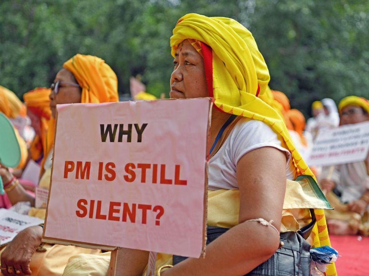 Protest in New Delhi over Manipur violence