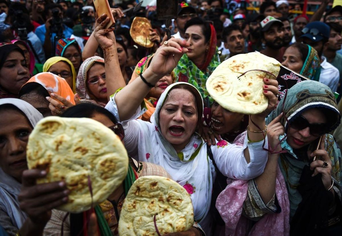 Protesters demonstrate in Karachi in Pakistan.