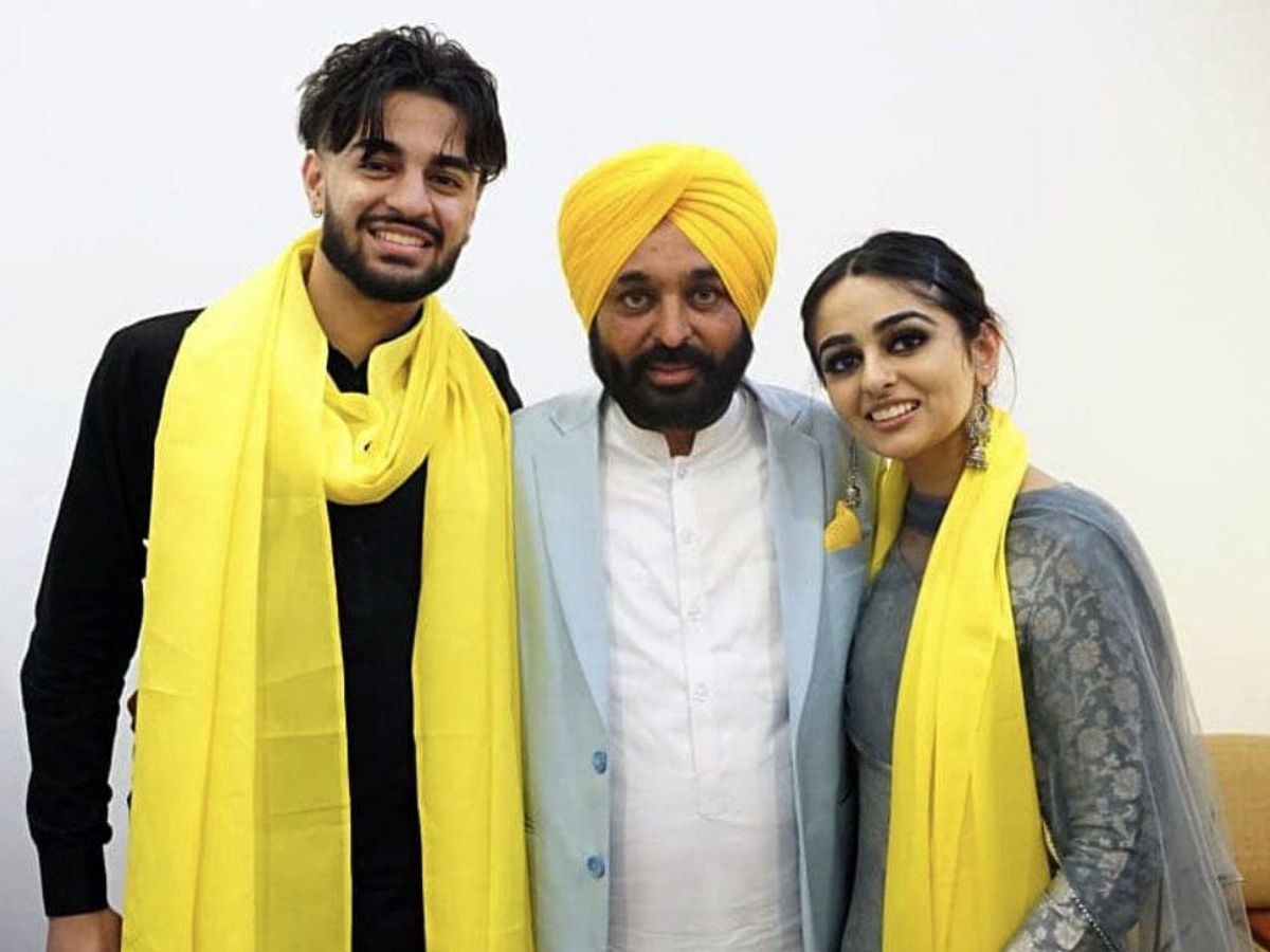 Punjab CM Bhagwant Mann with his children Dilshan and Seerat