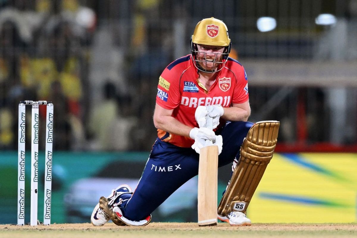 Punjab Kings' Jonny Bairstow bats against Chennai Super Kings in IPL 2024