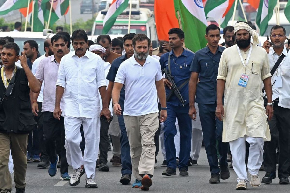 Rahul Gandhi walks in the Indian National Congress's Bharat Jodo Yatra