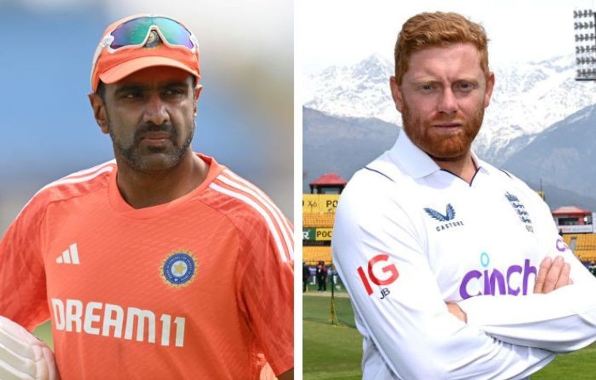 Ravichandran Ashwin (L) and Jonny Bairstow