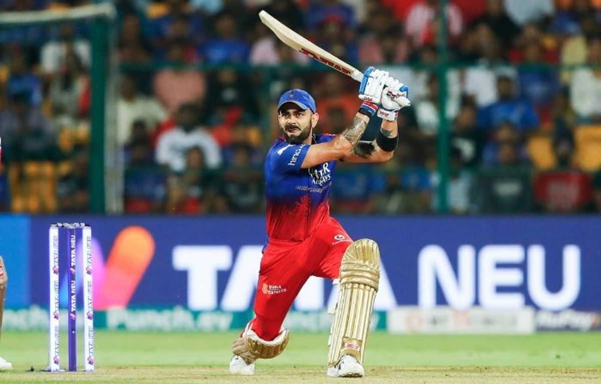 RCB's Virat Kohli plays a shot against Punjab Kings in IPL 2024