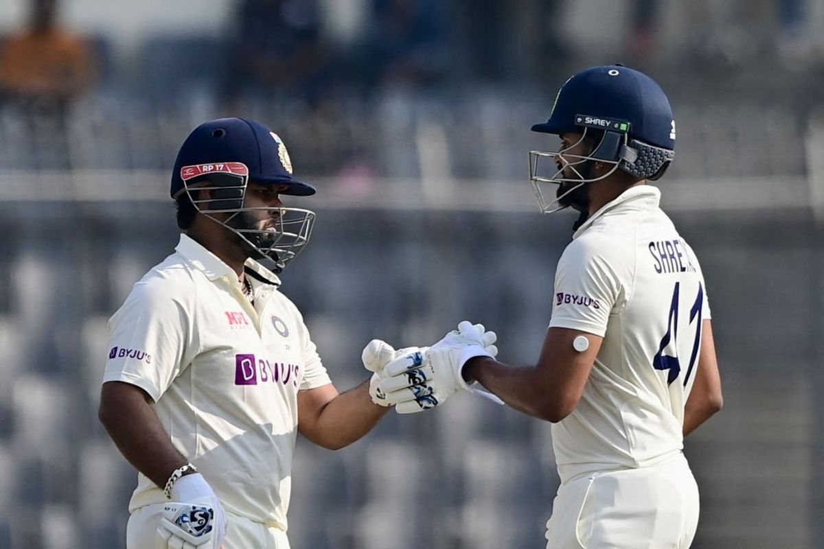 Rishabh Pant and Shreyas Iyer in the second Test against Bangladesh in Mirpur
