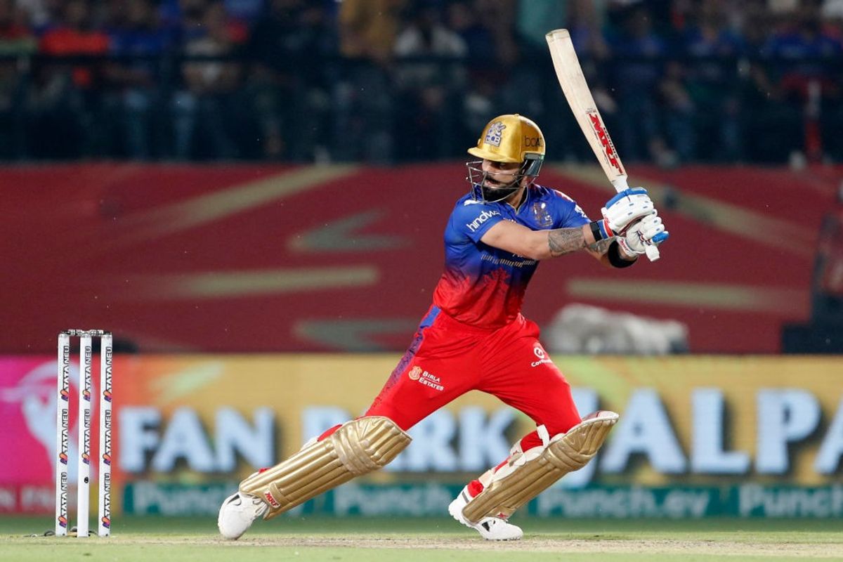 Royal Challengers Bengaluru batter Virat Kohli plays a shot in IPL 2024