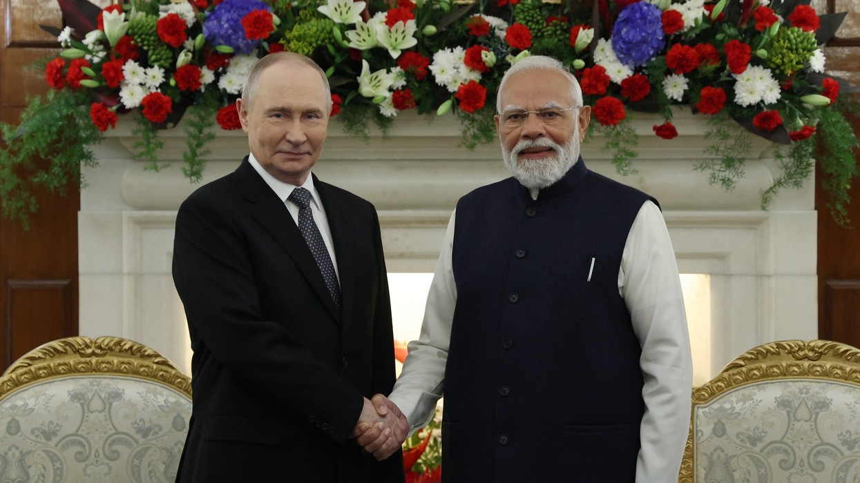 Russia's president Vladimir Putin and India's prime minister Narendra Modi
