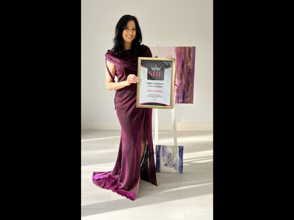 Shreena Patel with her SHE Awards certificate