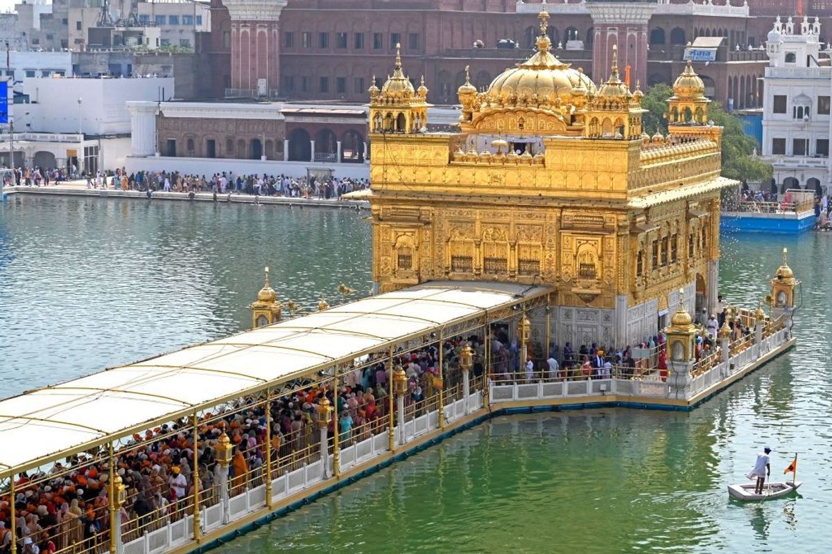 Sikh devotees gather at the Golden Temple in Amritsar in the Indian state of Punjab
