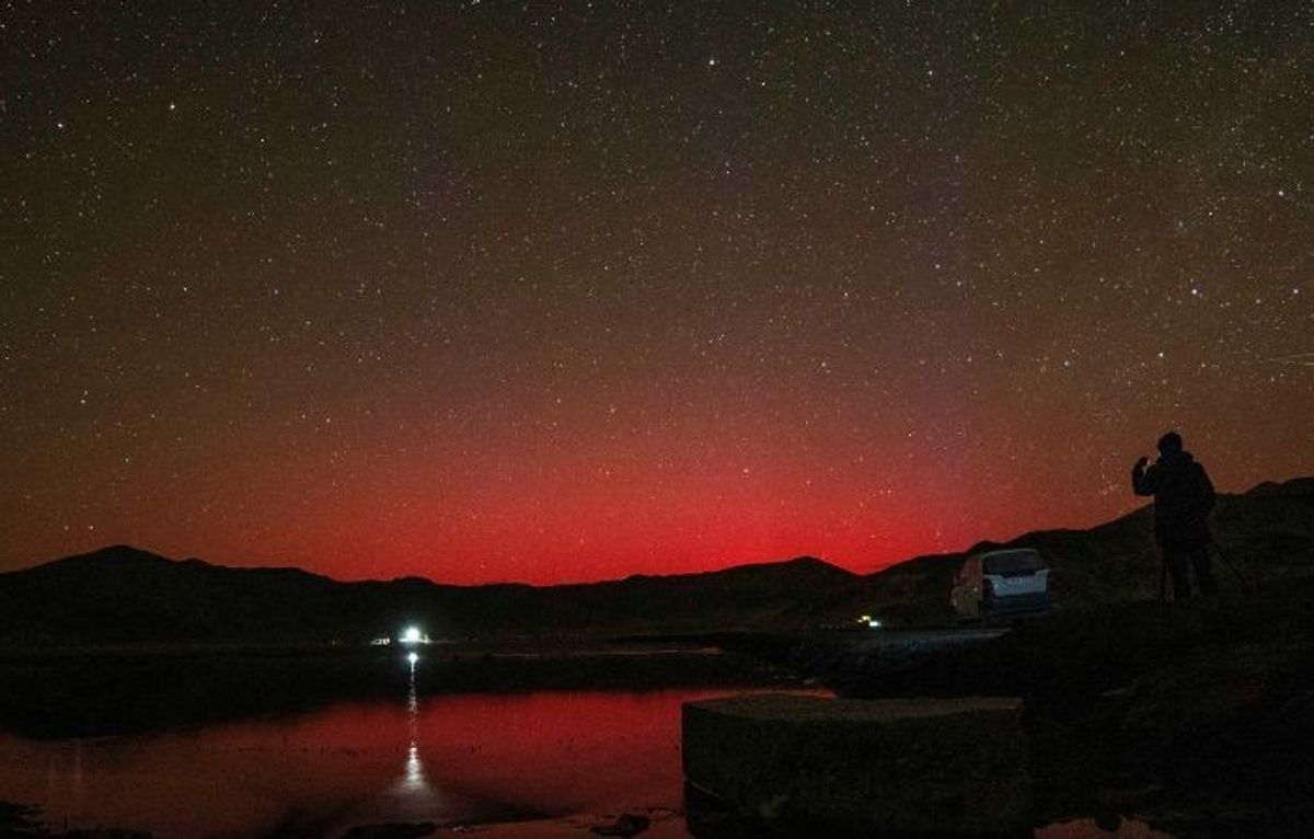 Stable Auroral Arc (SAR), a rare red-coloured aurora, observed at the Hanle Dark Sky Reserve, in Leh district of Ladakh,