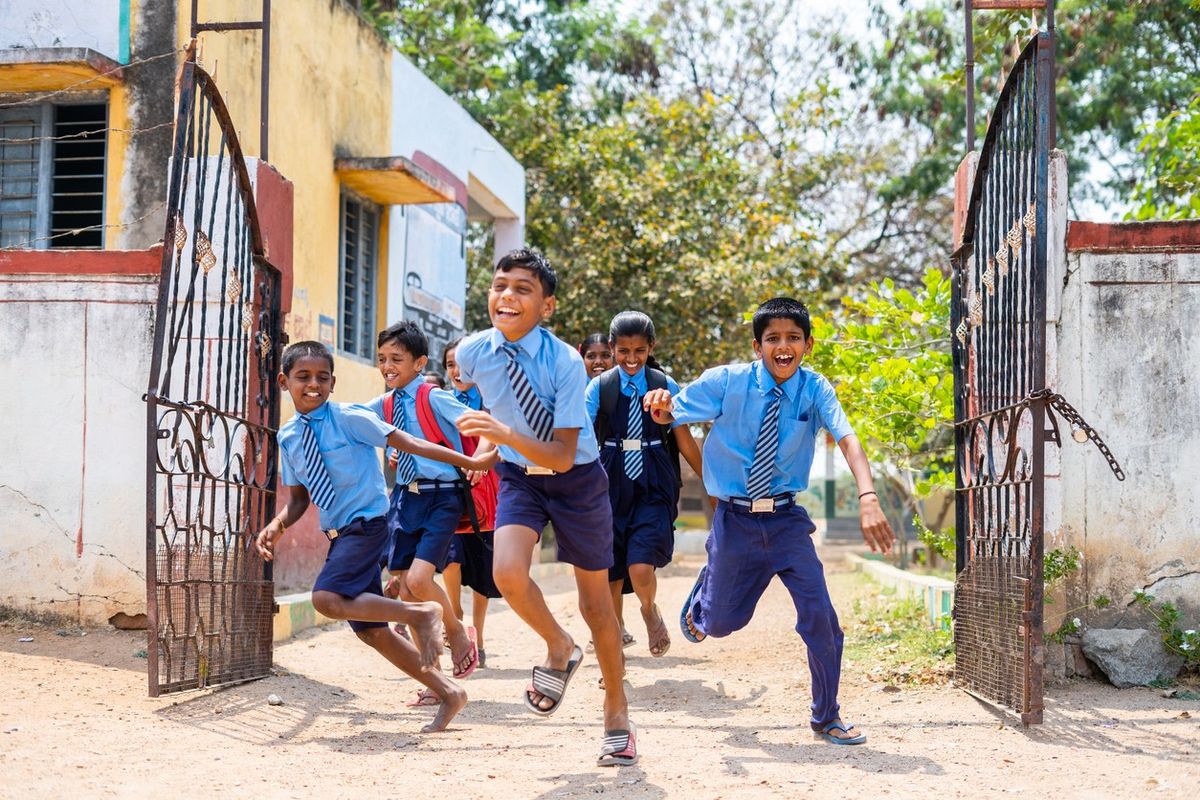 Students of a rural school in India.