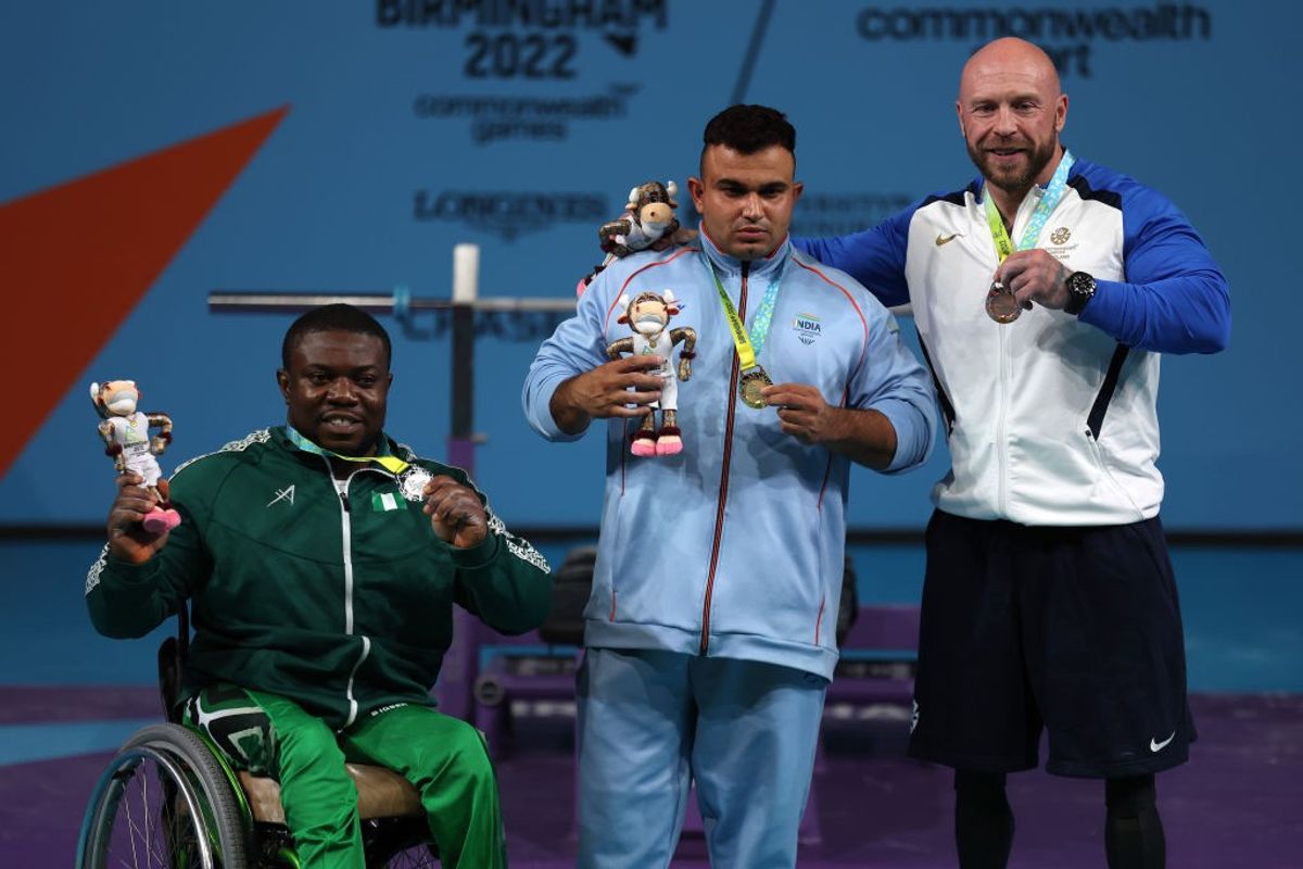 Sudhir with gold medal at Commonwealth Games 2022