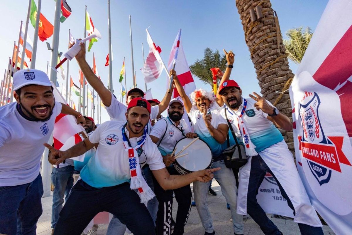 Supporters cheer for England team ahead of Qatar football World Cup 2022