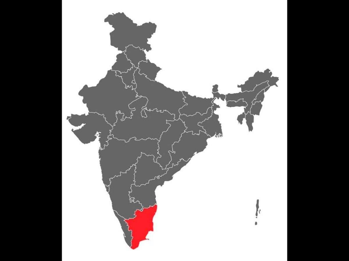 Tamil Nadu (in red) in Indian map