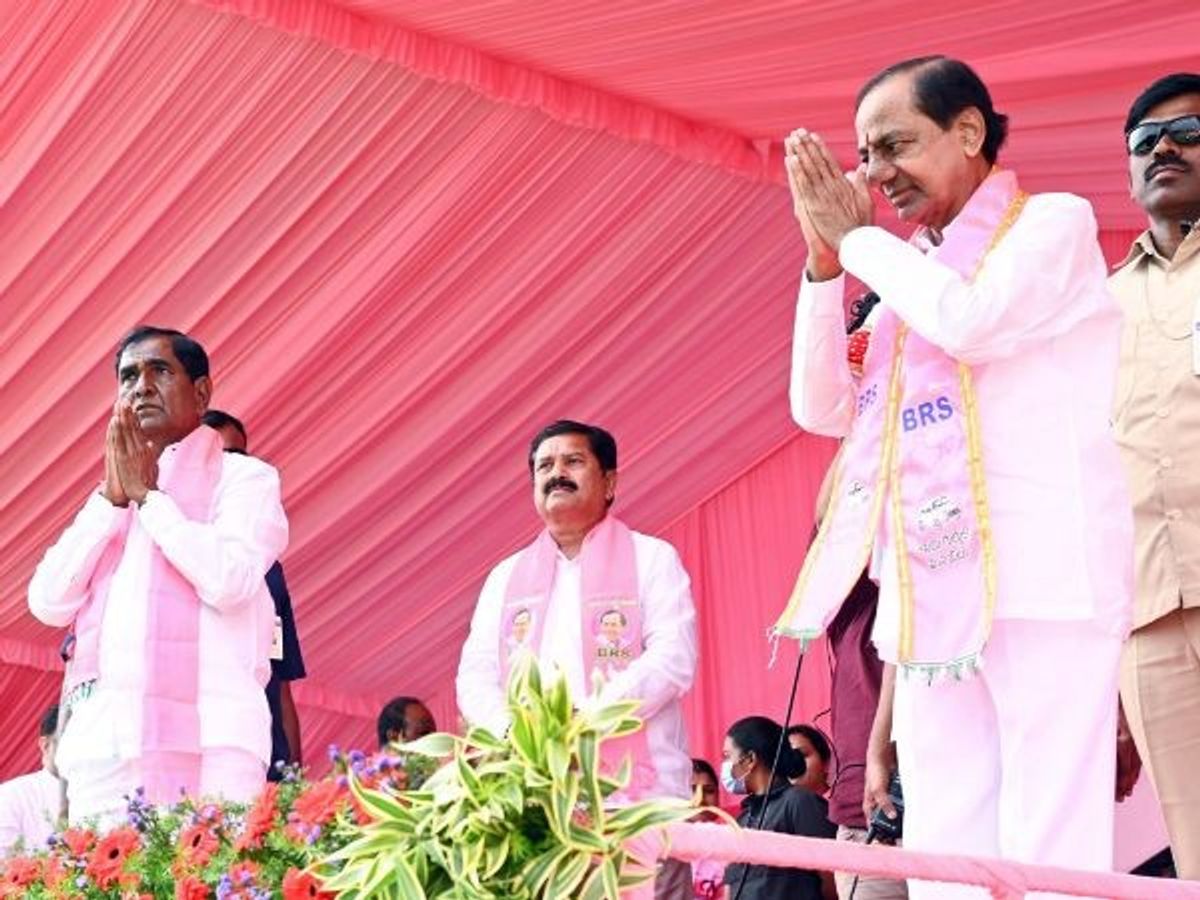 Telangana chief minister K Chandrasekhar Rao at an election rally in Telangana