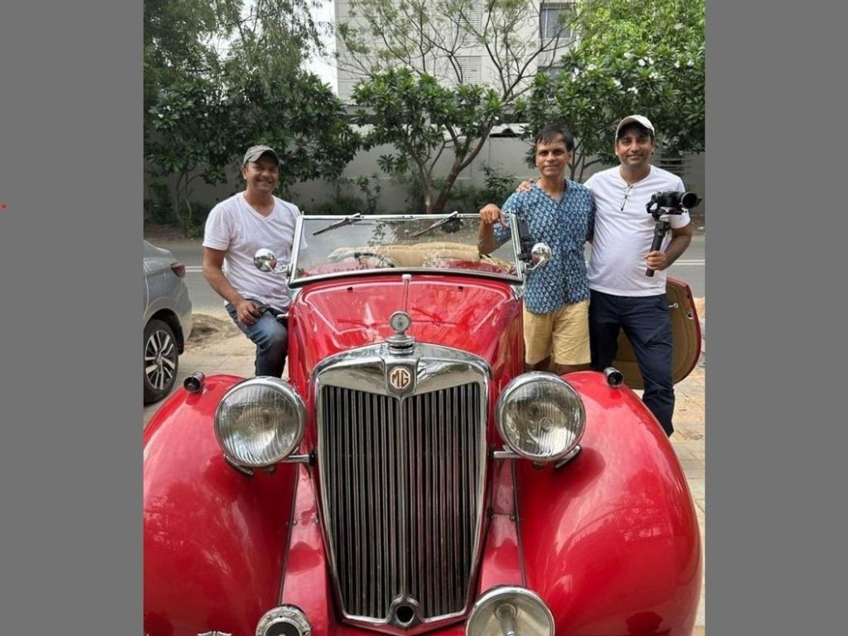 The 1950 MG YT car in which a family from Ahmedabad embarked on a trip to London, UK.