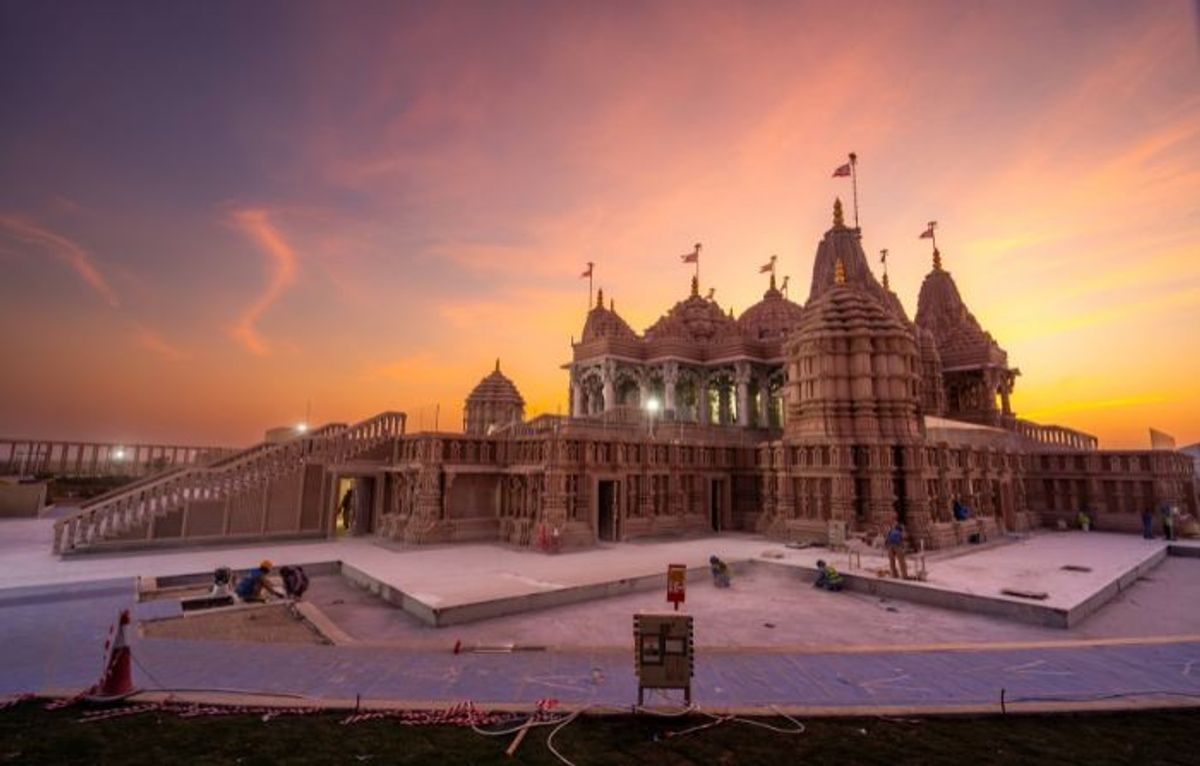 The BAPS Hindu temple in Abu Dhabi, UAE, which will be inaugurated on February 14, 2023.