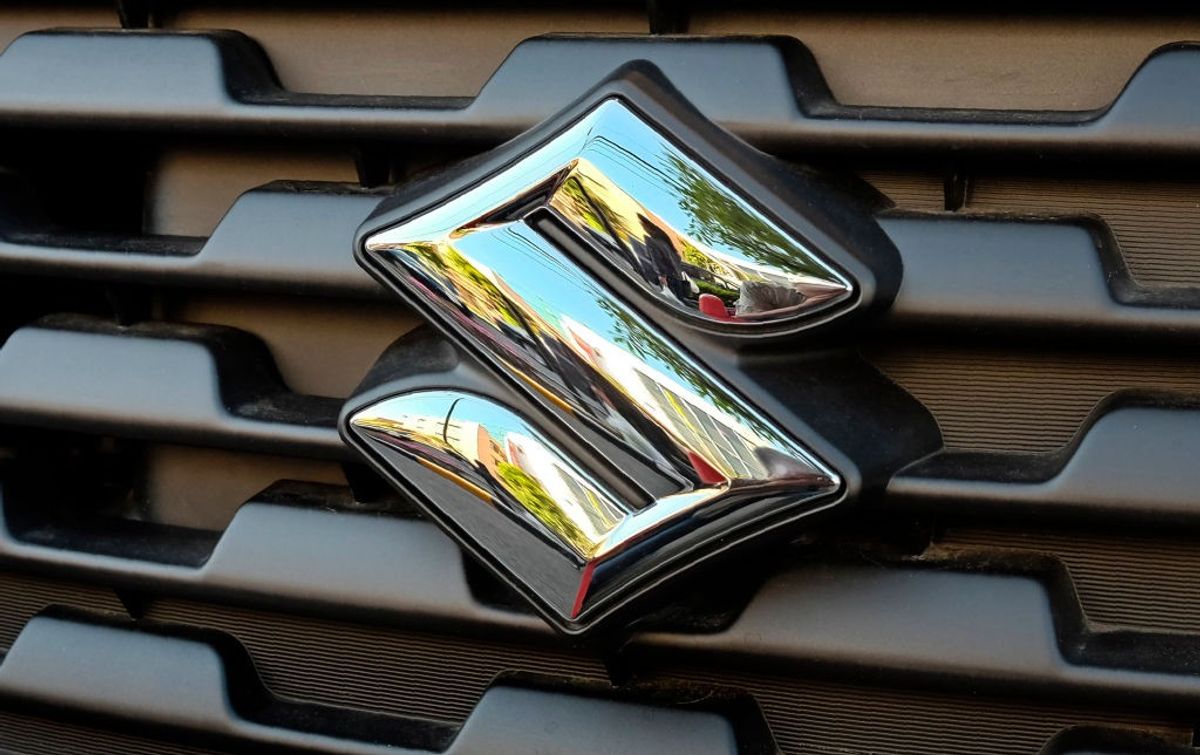 The emblem of Japanese automaker Suzuki Motor