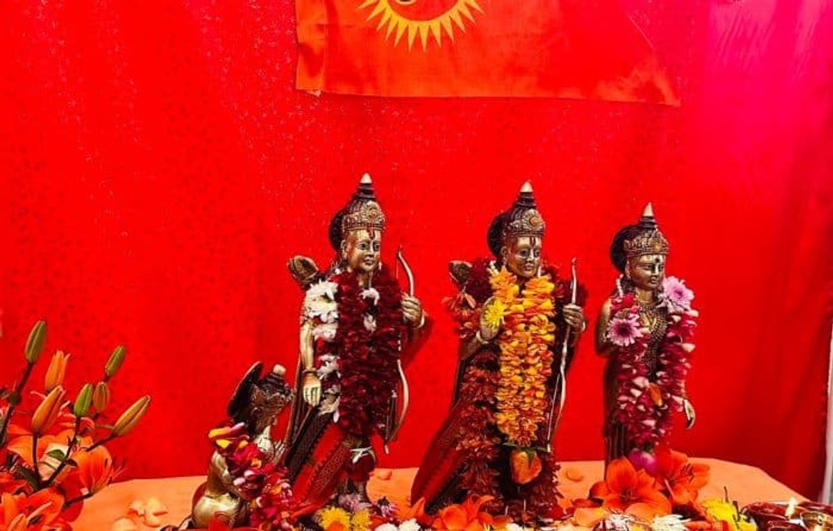 The idols of Lord Ram, Sita, Lakshman and Hanuman in the newly consecrated temple in Queretaro, Mexico