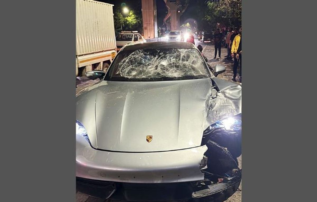The Porsche car driven by a minor which hit a motorcycle in the Indian city of Pune on Sunday, May 19, 2024, killing two persons riding a motorcycle