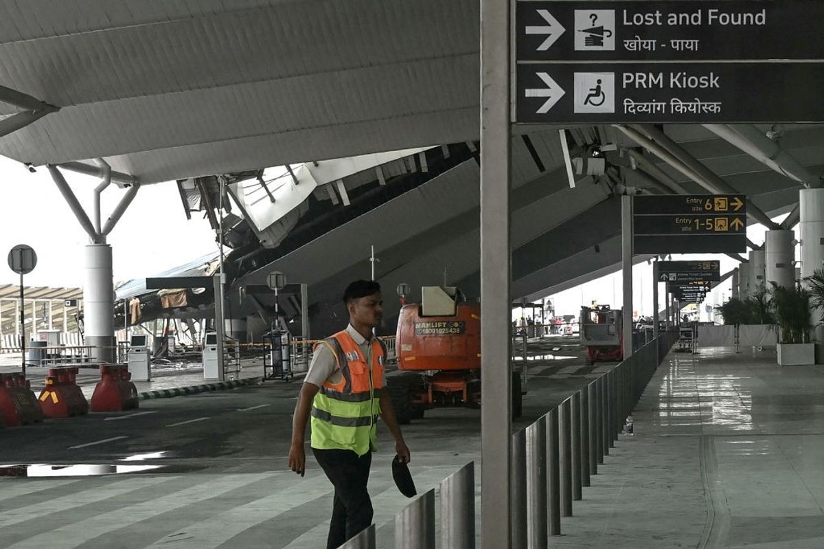 The roof of Terminal 1 of the airport in India's Delhi collapsed on June 28 amid heavy rain, resulting in one death and six injuries.