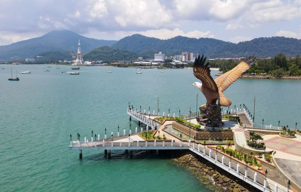 This picture shows a landmark eagle statue in Langkawi in Malaysia