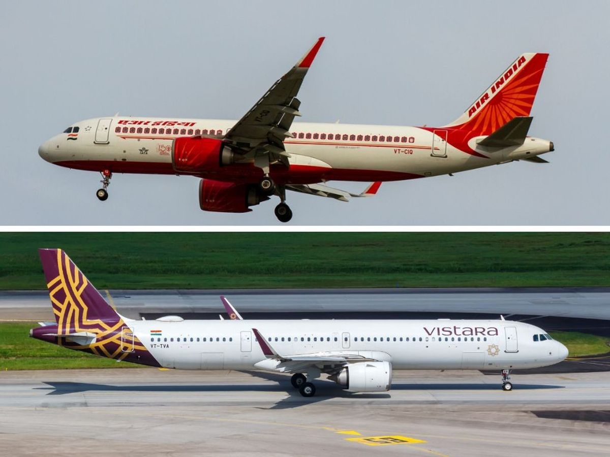 (Top) An Air India aircraft and (above) a Vistara plane
